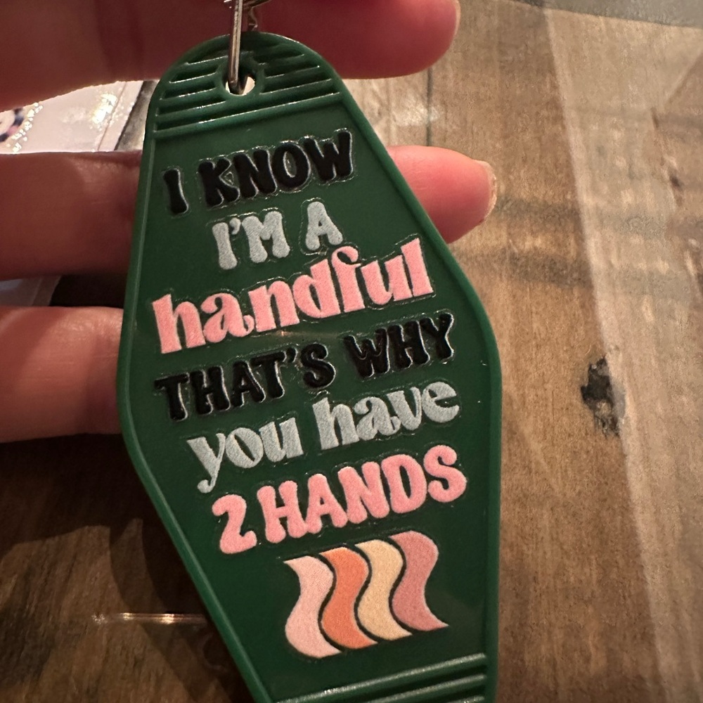 Green Keychain with Fun Quote